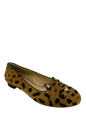 Charlotte Olympia Leopard Print Kitty Cat Flats Size 11