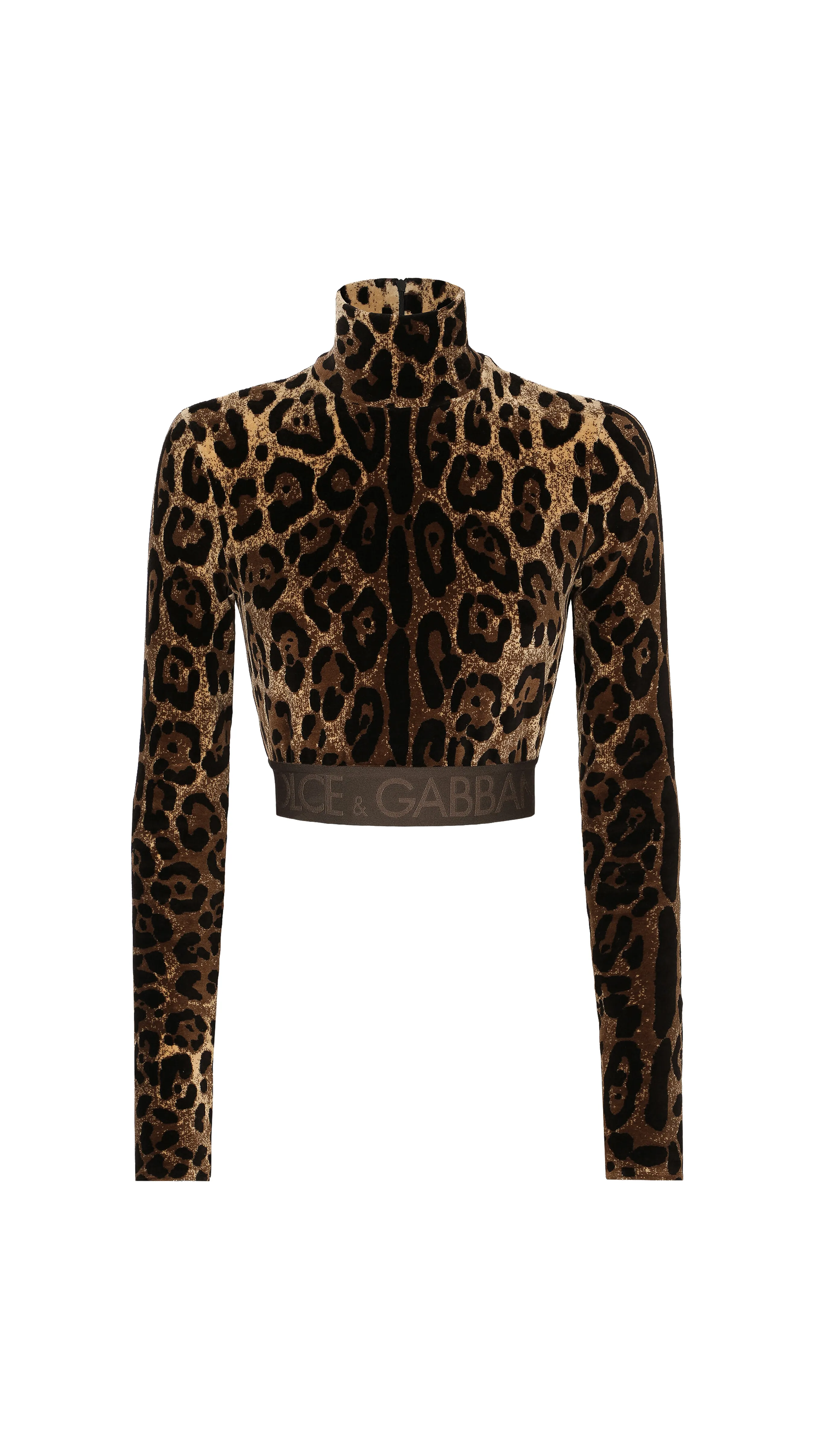 Chenille Leopard Print Turtle-neck Top