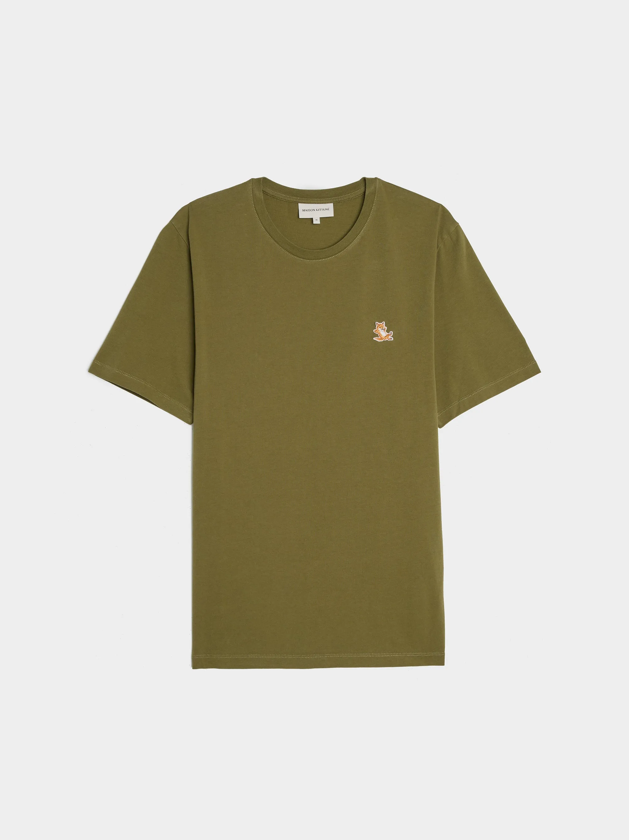 Chillax Fox Patch Regular Tee Shirt, Military Green