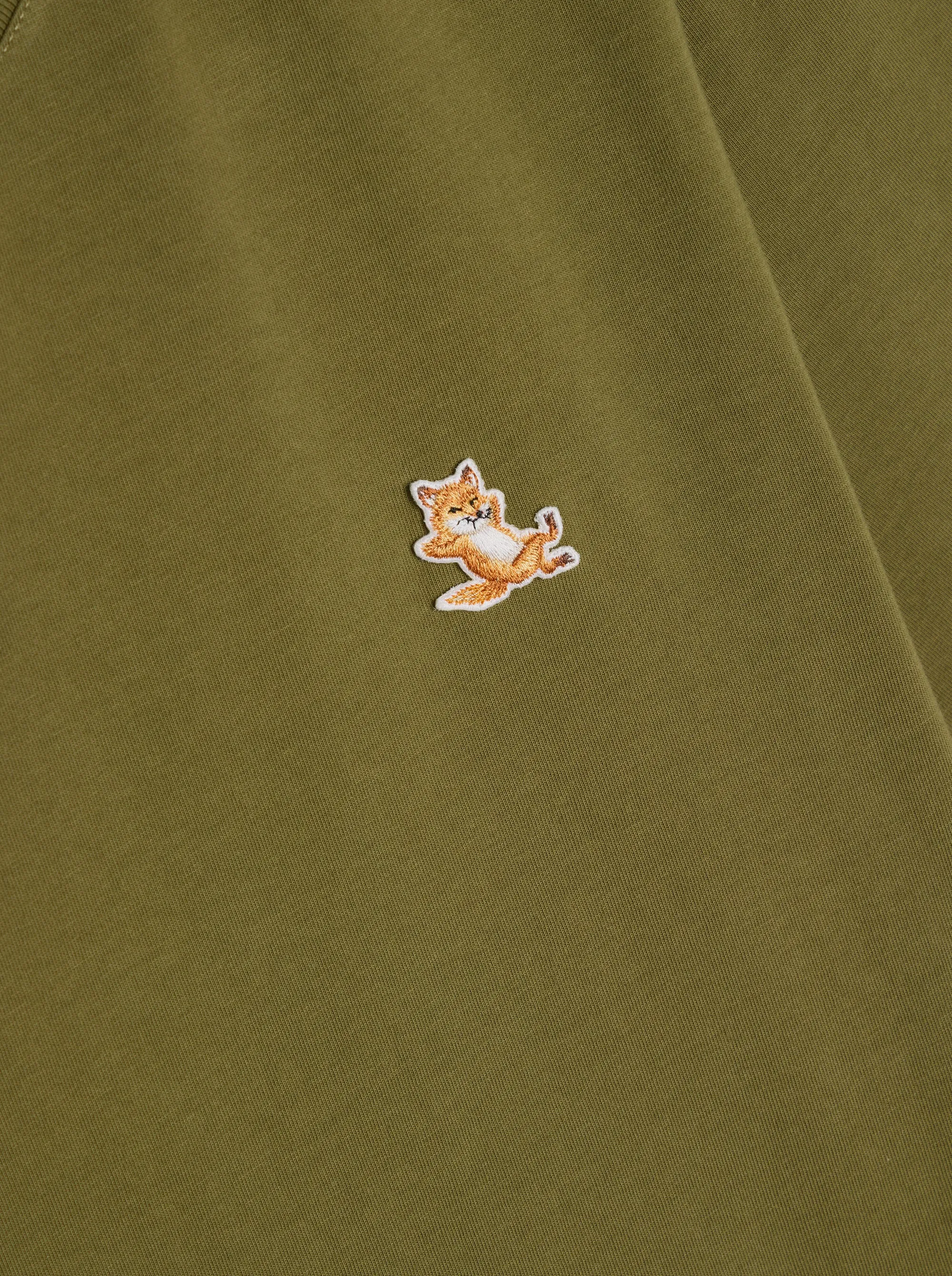 Chillax Fox Patch Regular Tee Shirt, Military Green