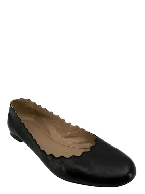 Chloe Lauren Black Leather Flats - Size 7.5