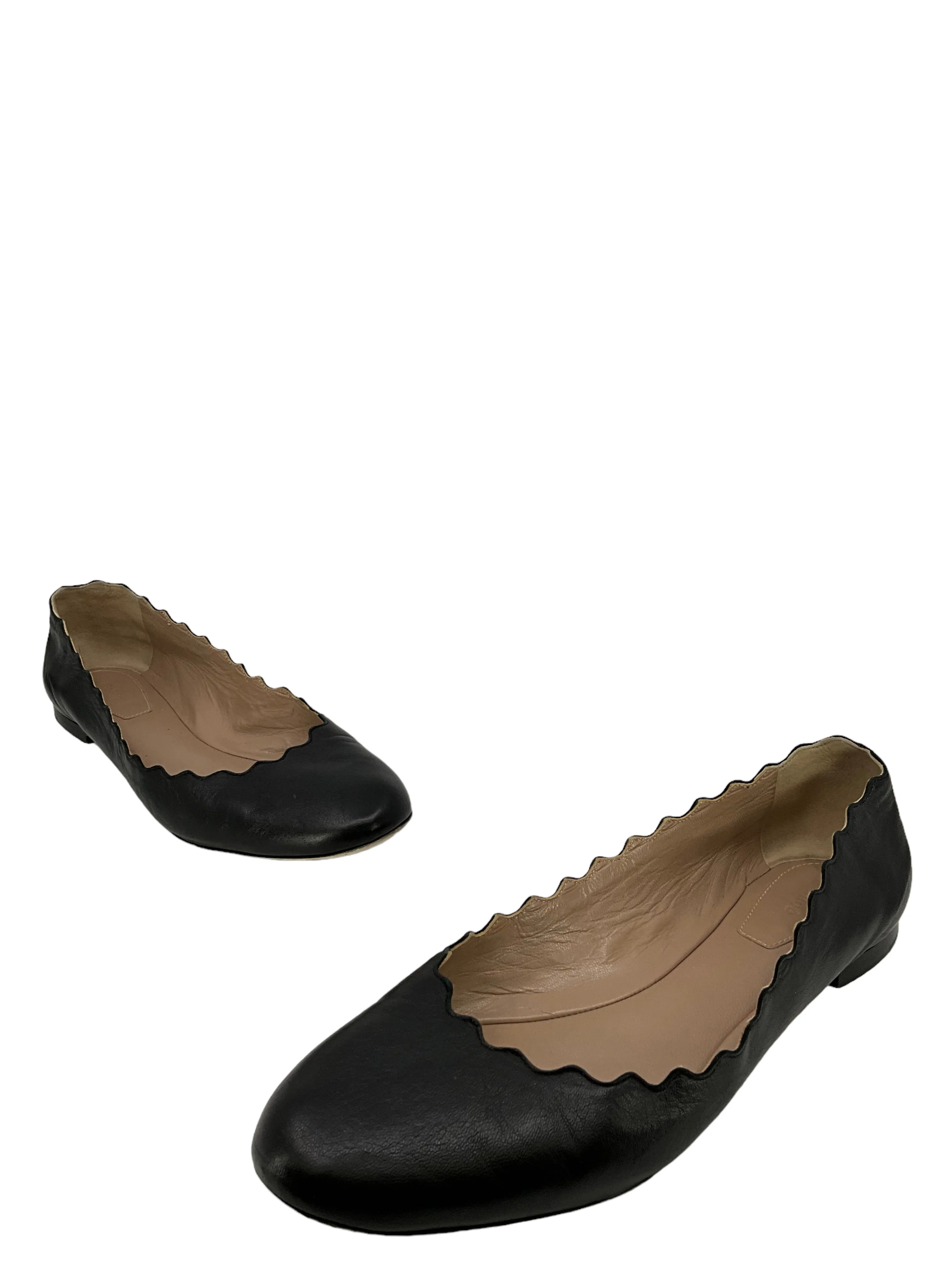 Chloe Lauren Black Leather Flats - Size 7.5