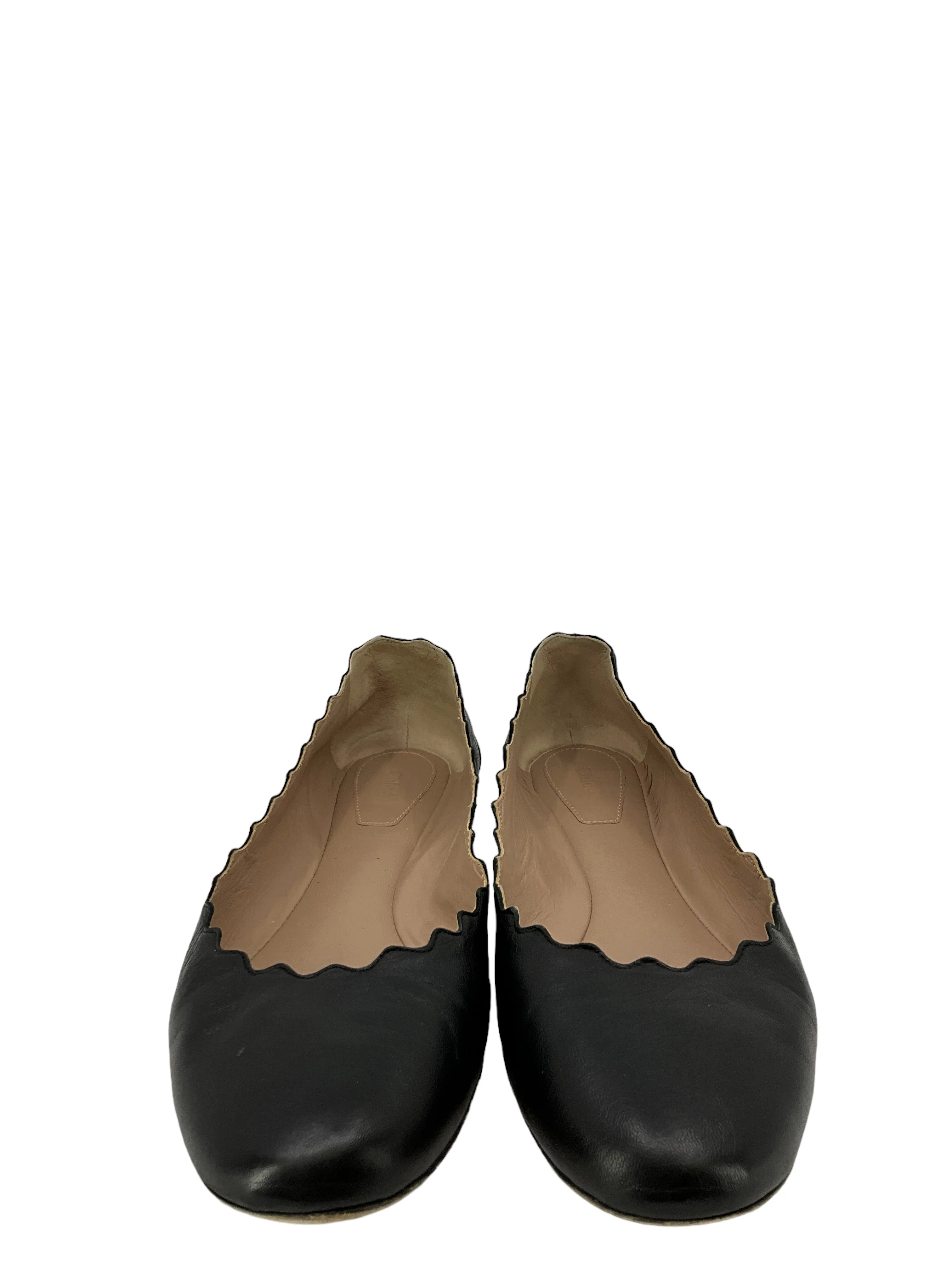 Chloe Lauren Black Leather Flats - Size 7.5