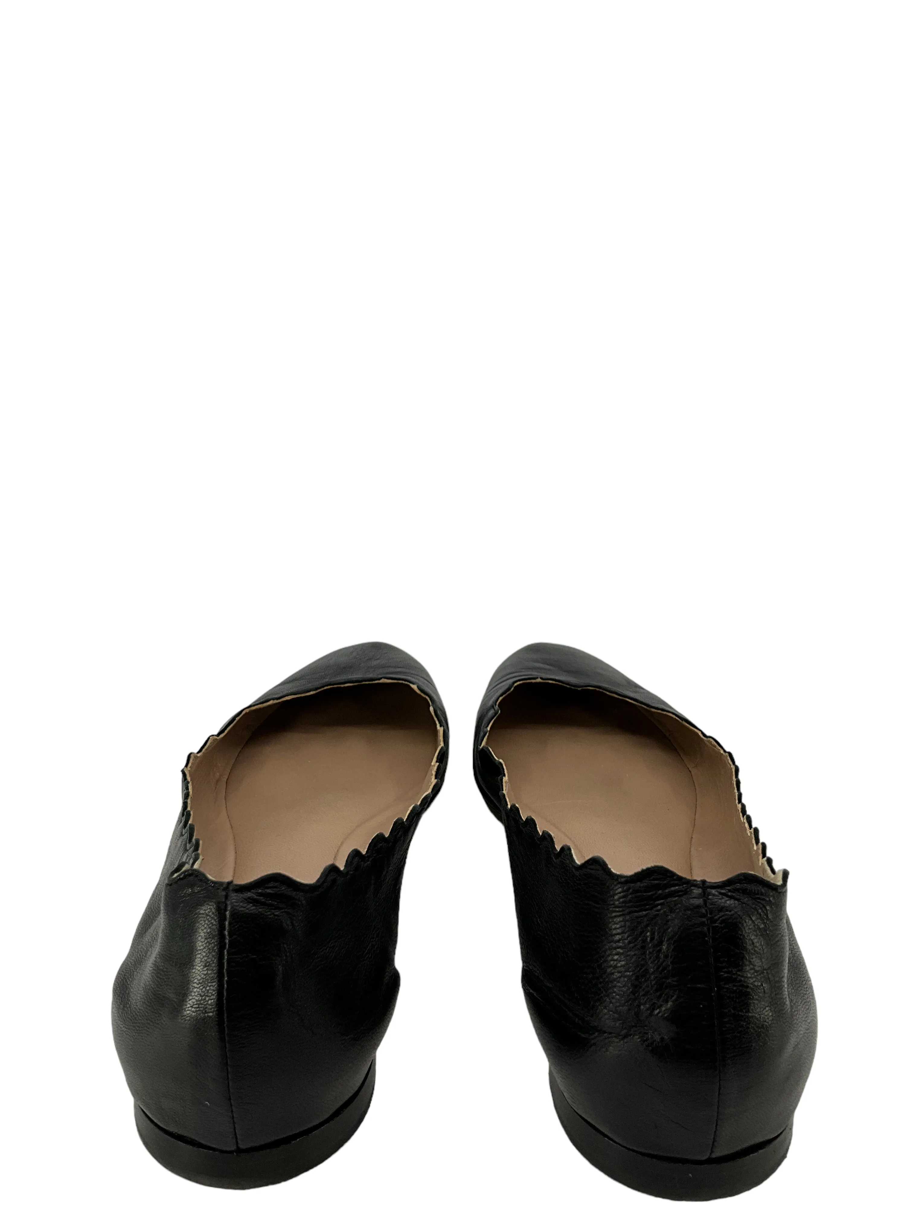 Chloe Lauren Black Leather Flats - Size 7.5