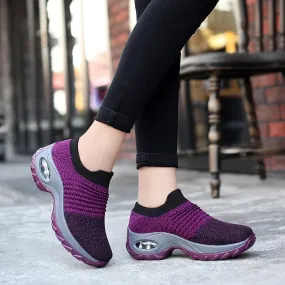 Chunky platform sneakers, knitted casual loafers for walking - Google SEO friendly.