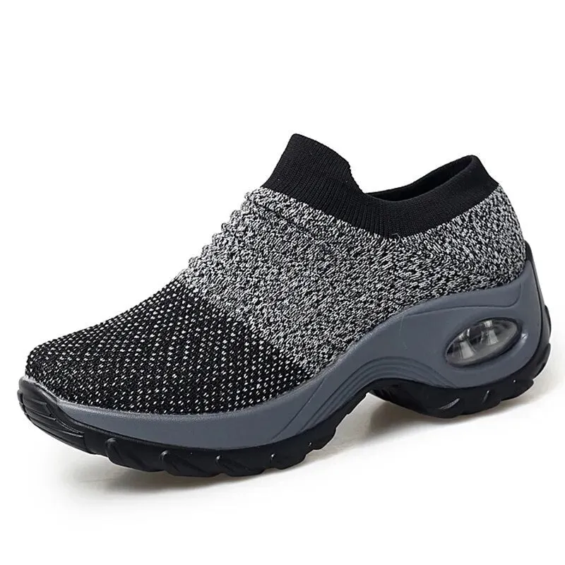 Chunky platform sneakers, knitted casual loafers for walking - Google SEO friendly.