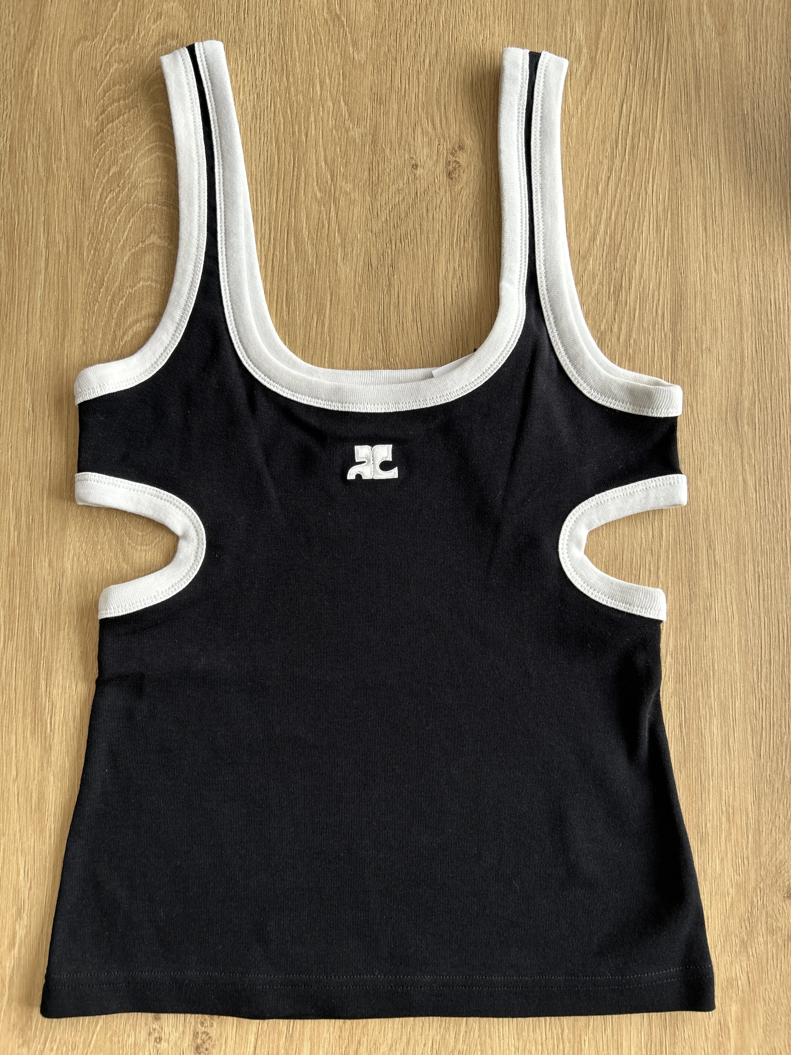 Courreges Cotton Logo Tanks & Camisoles Outlet - Rib Plain