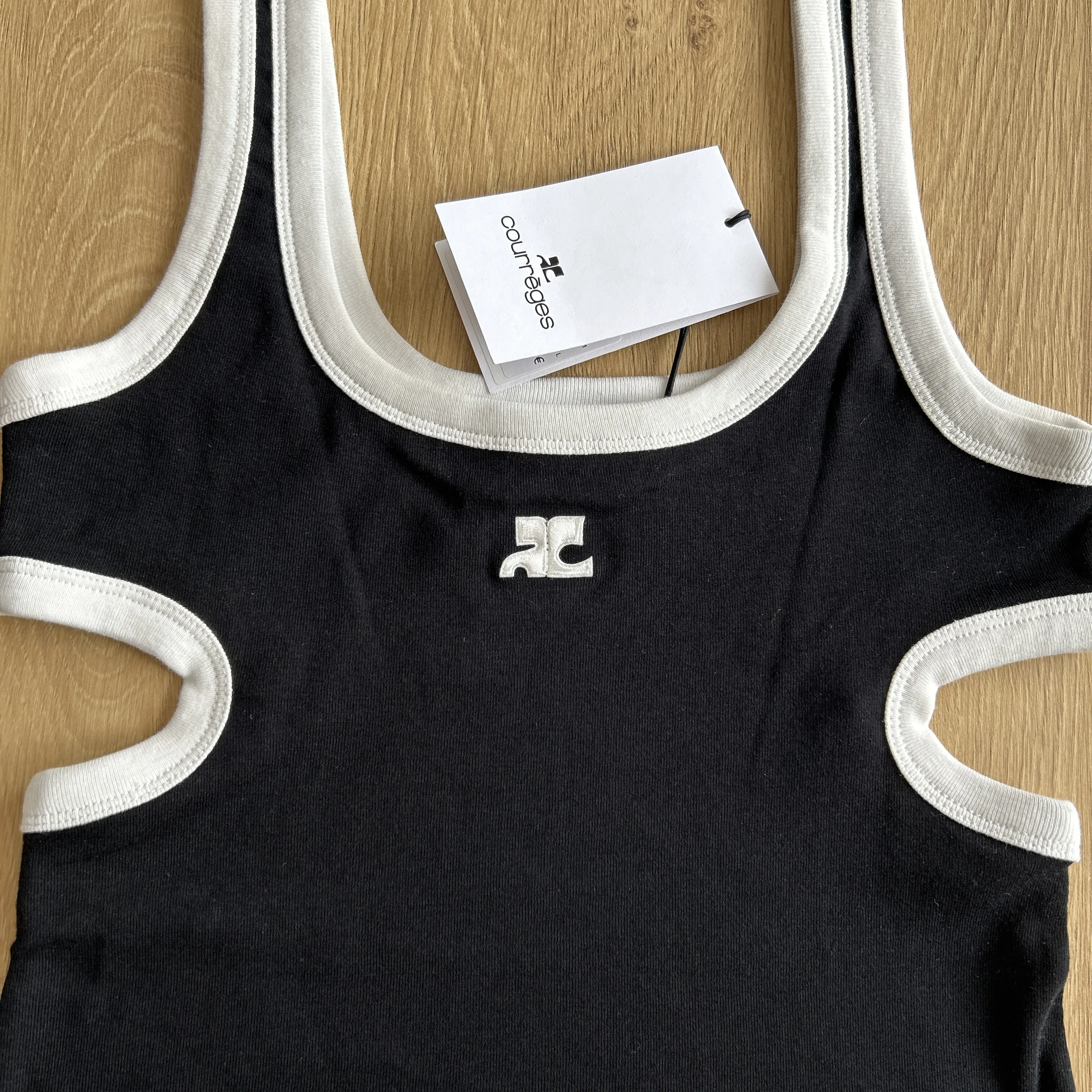 Courreges Cotton Logo Tanks & Camisoles Outlet - Rib Plain