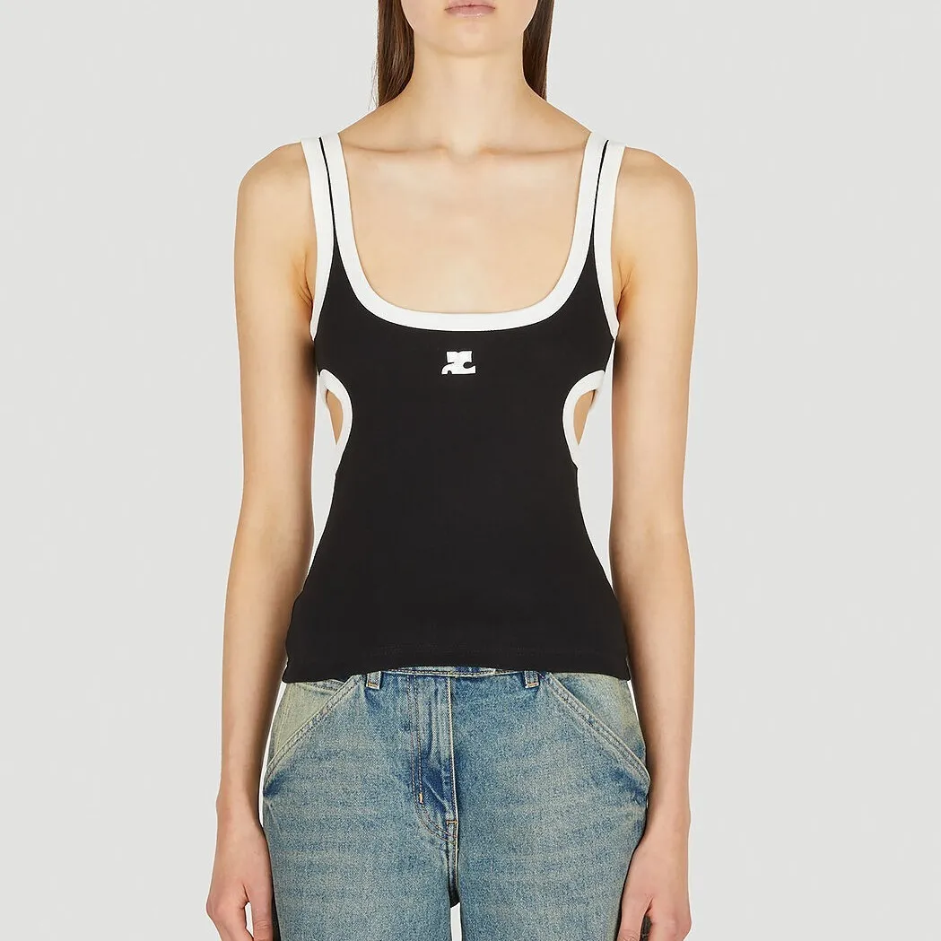 Courreges Cotton Logo Tanks & Camisoles Outlet - Rib Plain