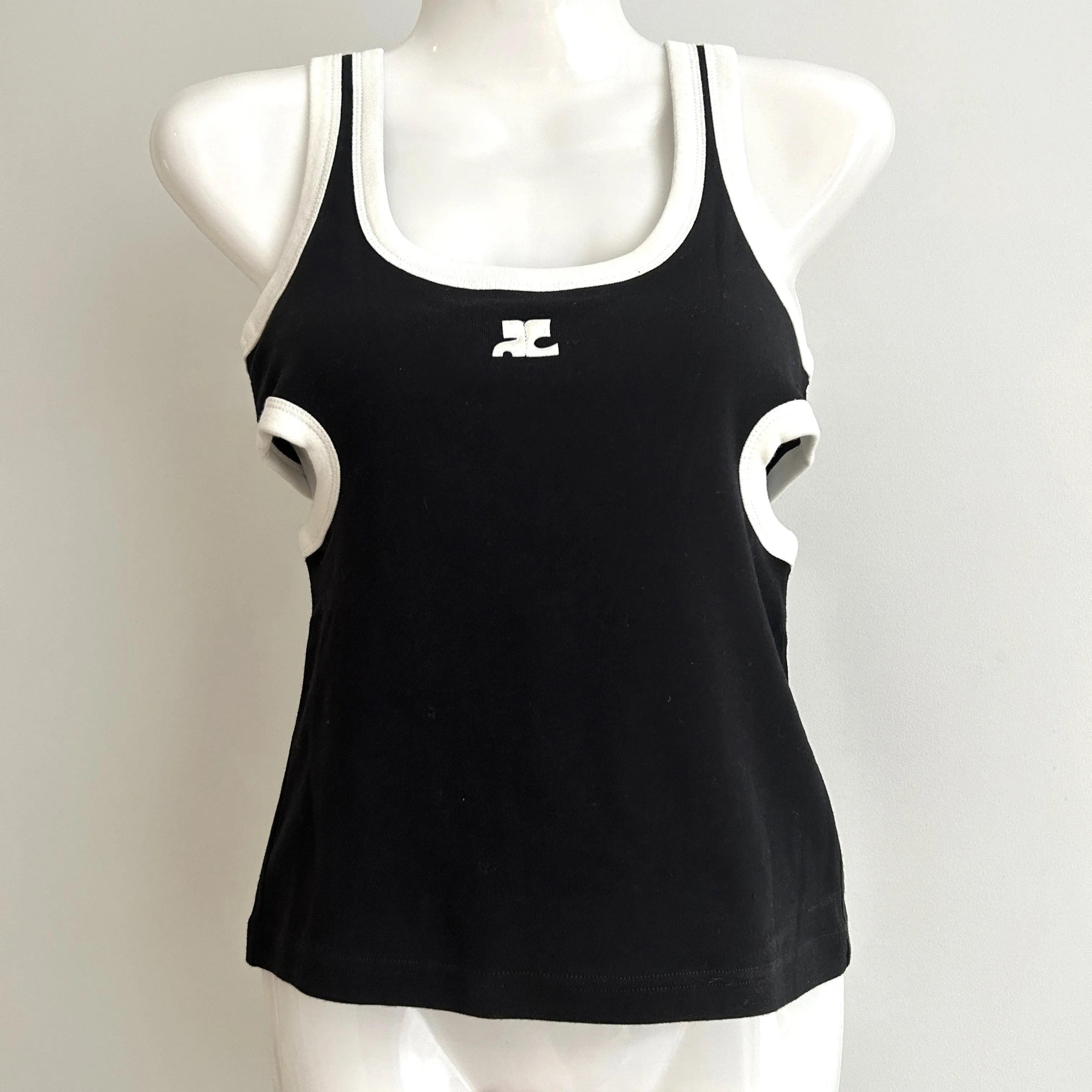 Courreges Cotton Logo Tanks & Camisoles Outlet - Rib Plain