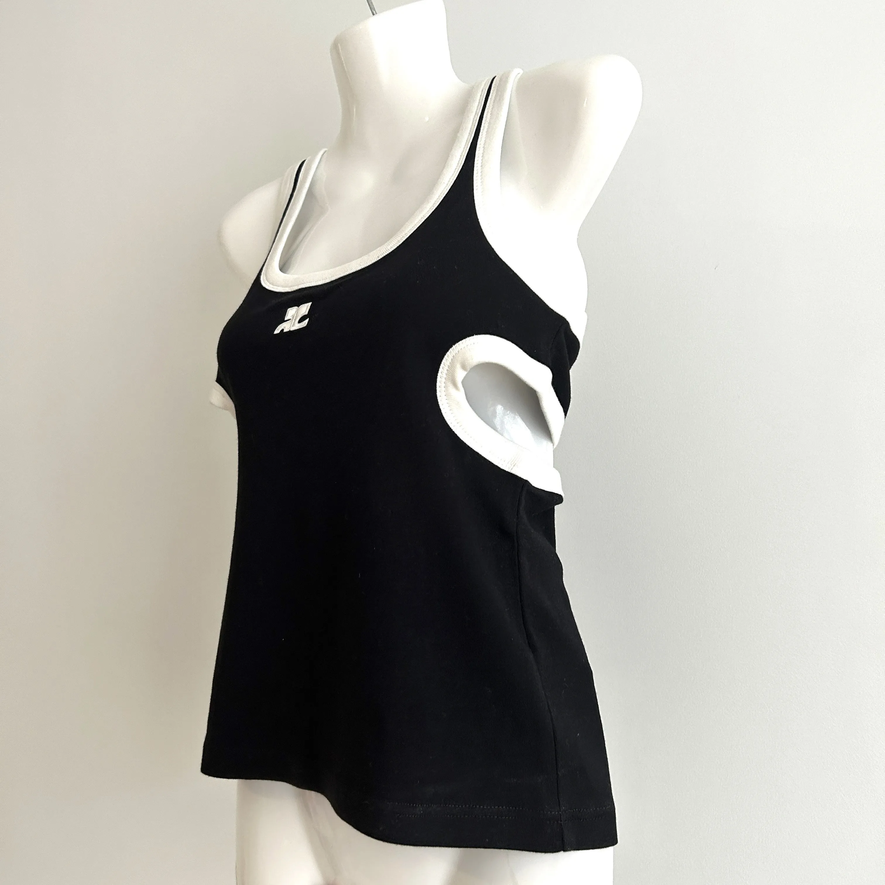 Courreges Cotton Logo Tanks & Camisoles Outlet - Rib Plain