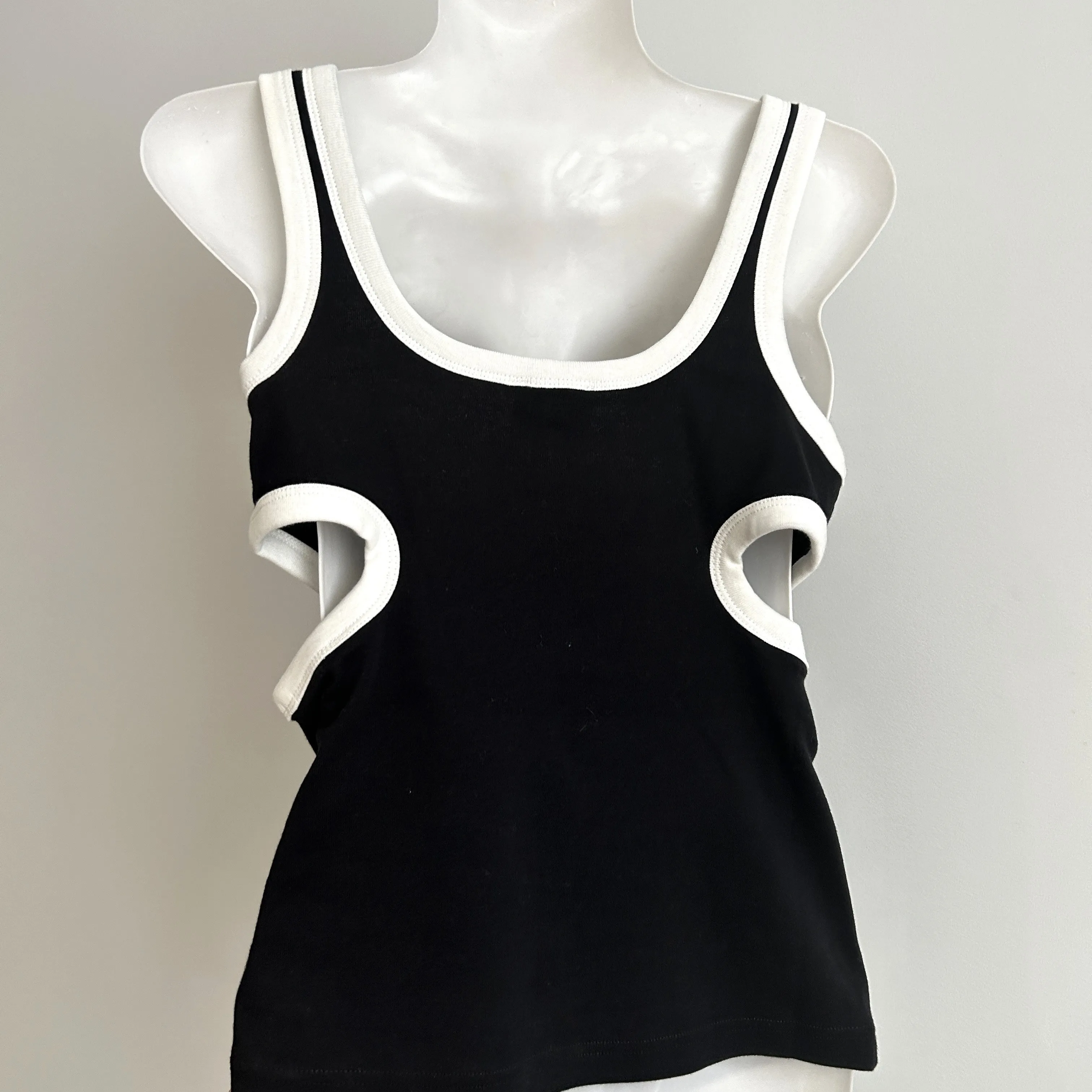 Courreges Cotton Logo Tanks & Camisoles Outlet - Rib Plain