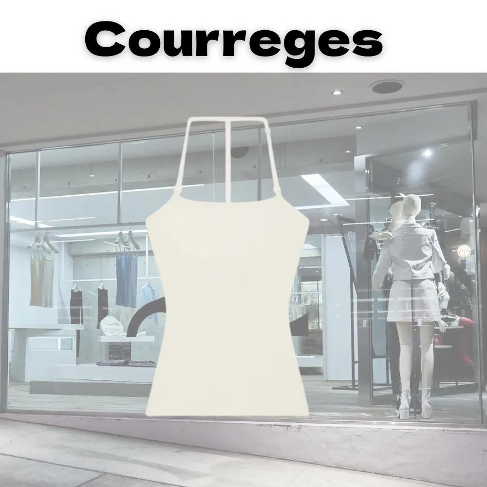 Courreges Rib Cotton Logo Tanks & Camisoles