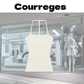 Courreges Rib Cotton Logo Tanks & Camisoles