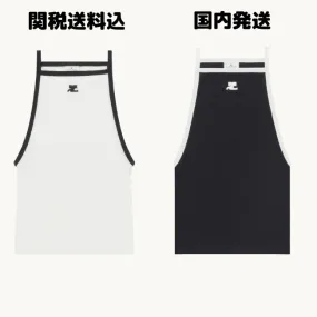 Courreges Ribbed Cotton Logo Tanks & Camisoles