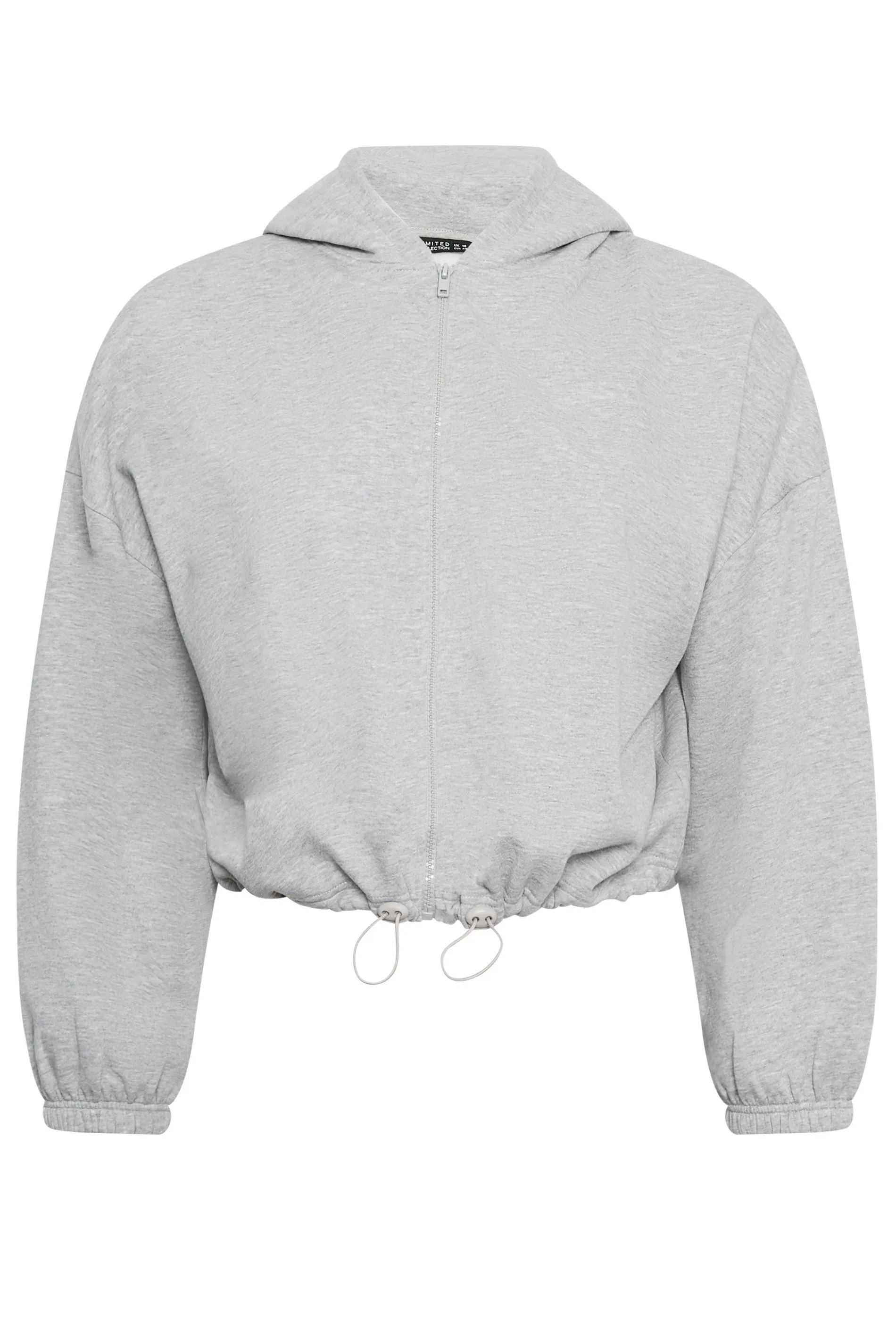 CURVE Grey Cropped Hoodie With Zip - LIMITED COLLECTION