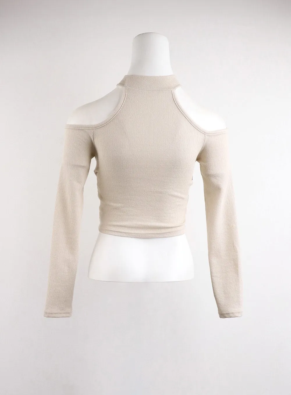 Cut-Out Turtle Neck Belt Crop Top CJ416