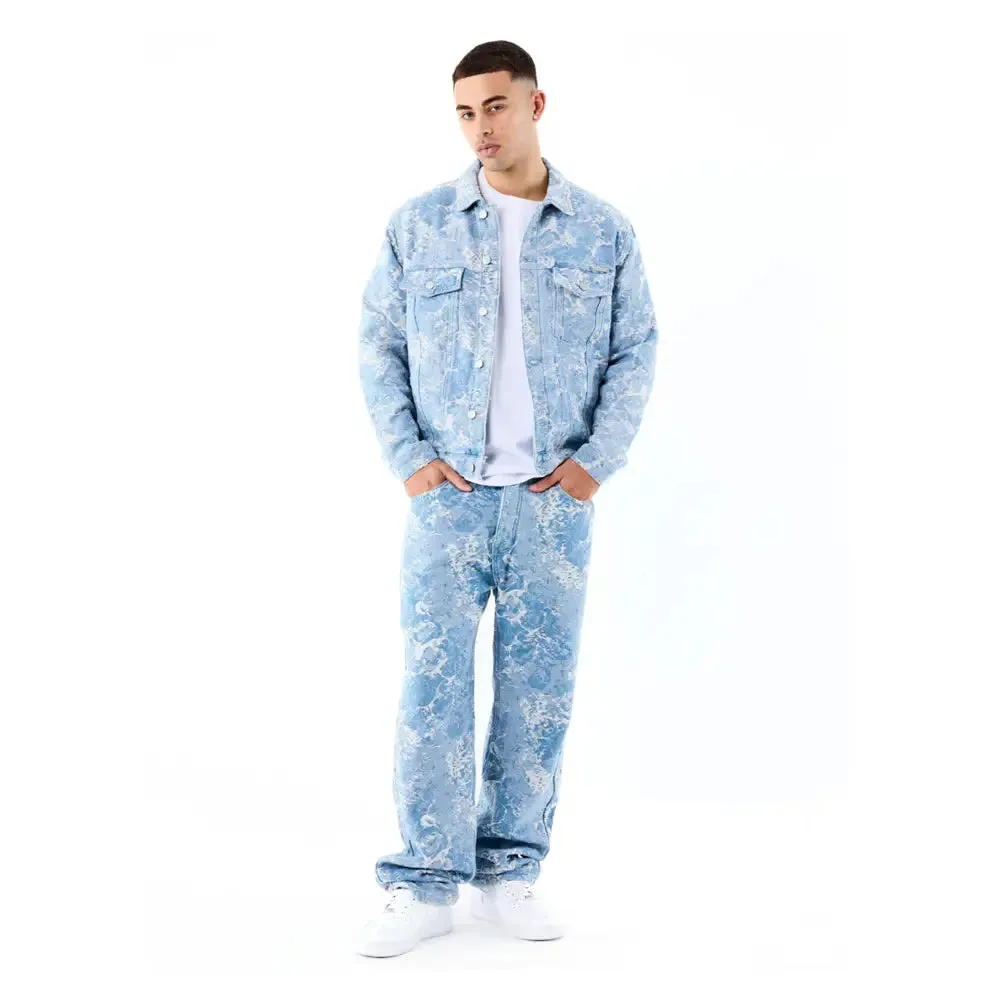 Denim Jacket Abstract Pattern