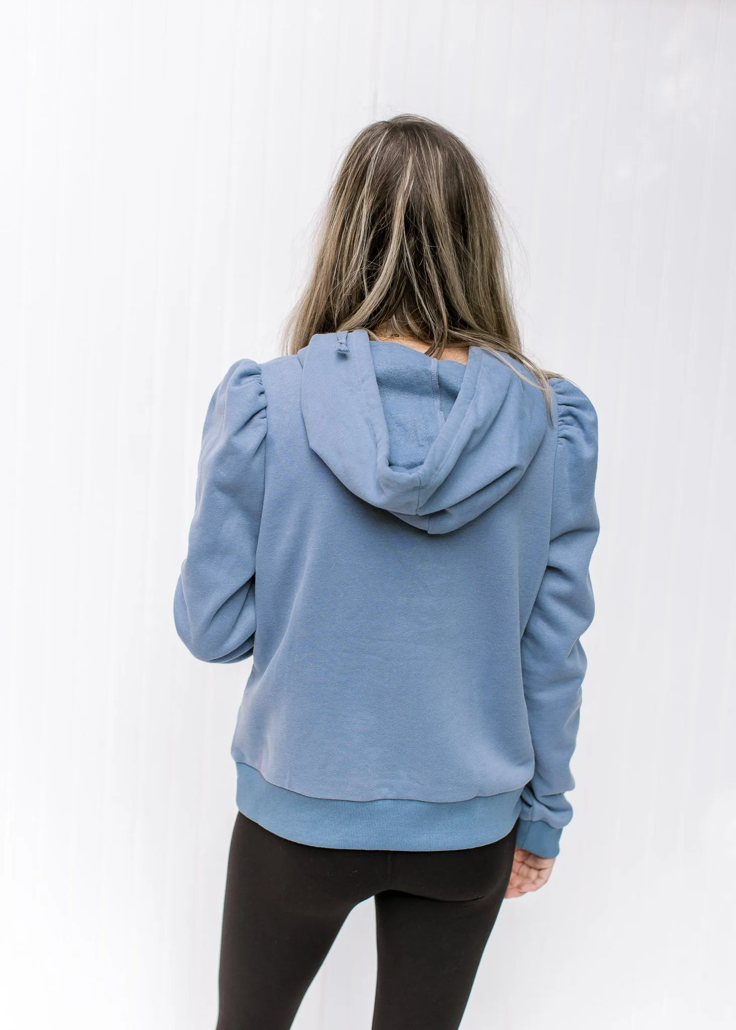 Dusty Blue Puff Shoulder Sweater