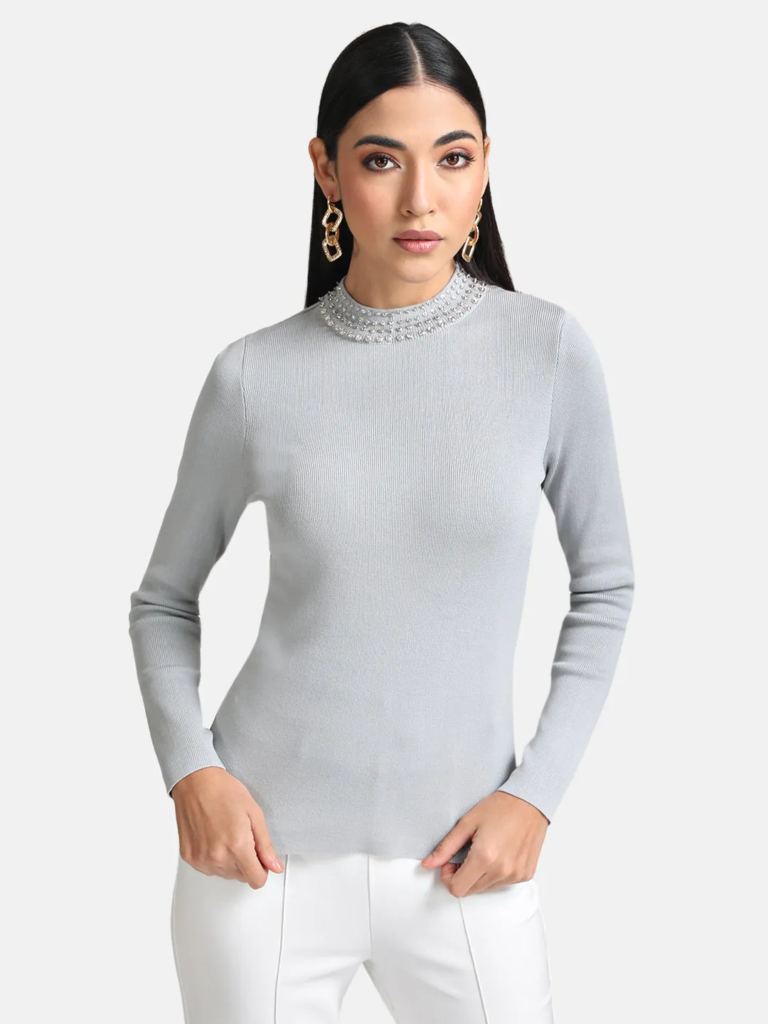 Embellished Turtleneck Sweater