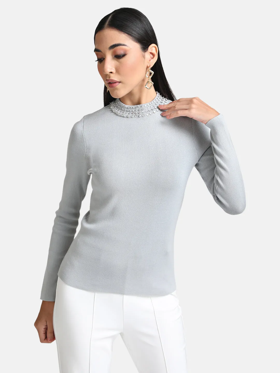 Embellished Turtleneck Sweater