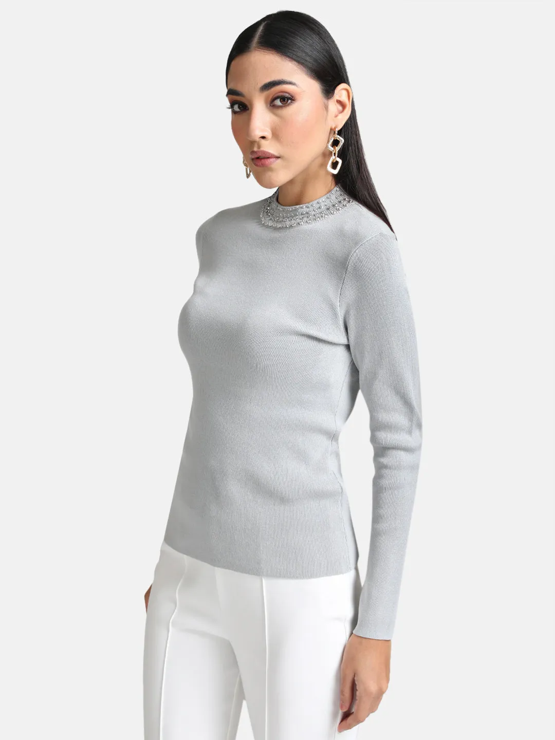 Embellished Turtleneck Sweater