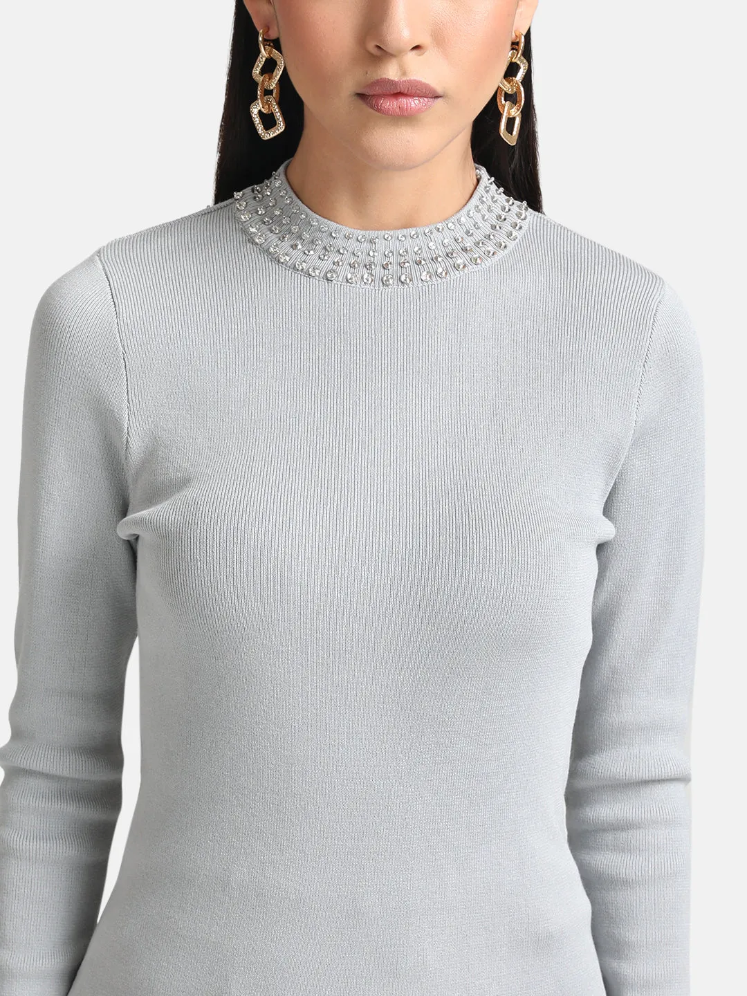 Embellished Turtleneck Sweater