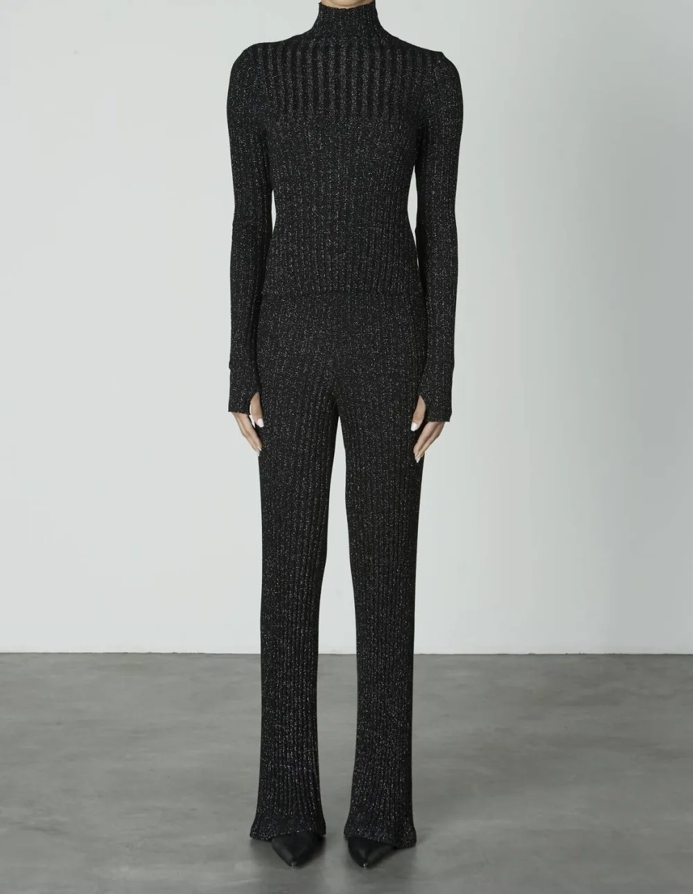 Enza Costa - Lurex Sweater Rib Turtleneck