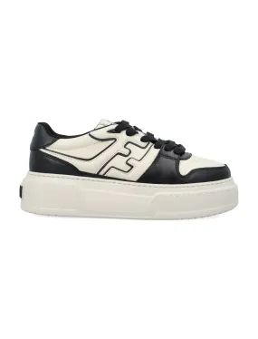 FENDI Chic Color-Block Leather Sneakers