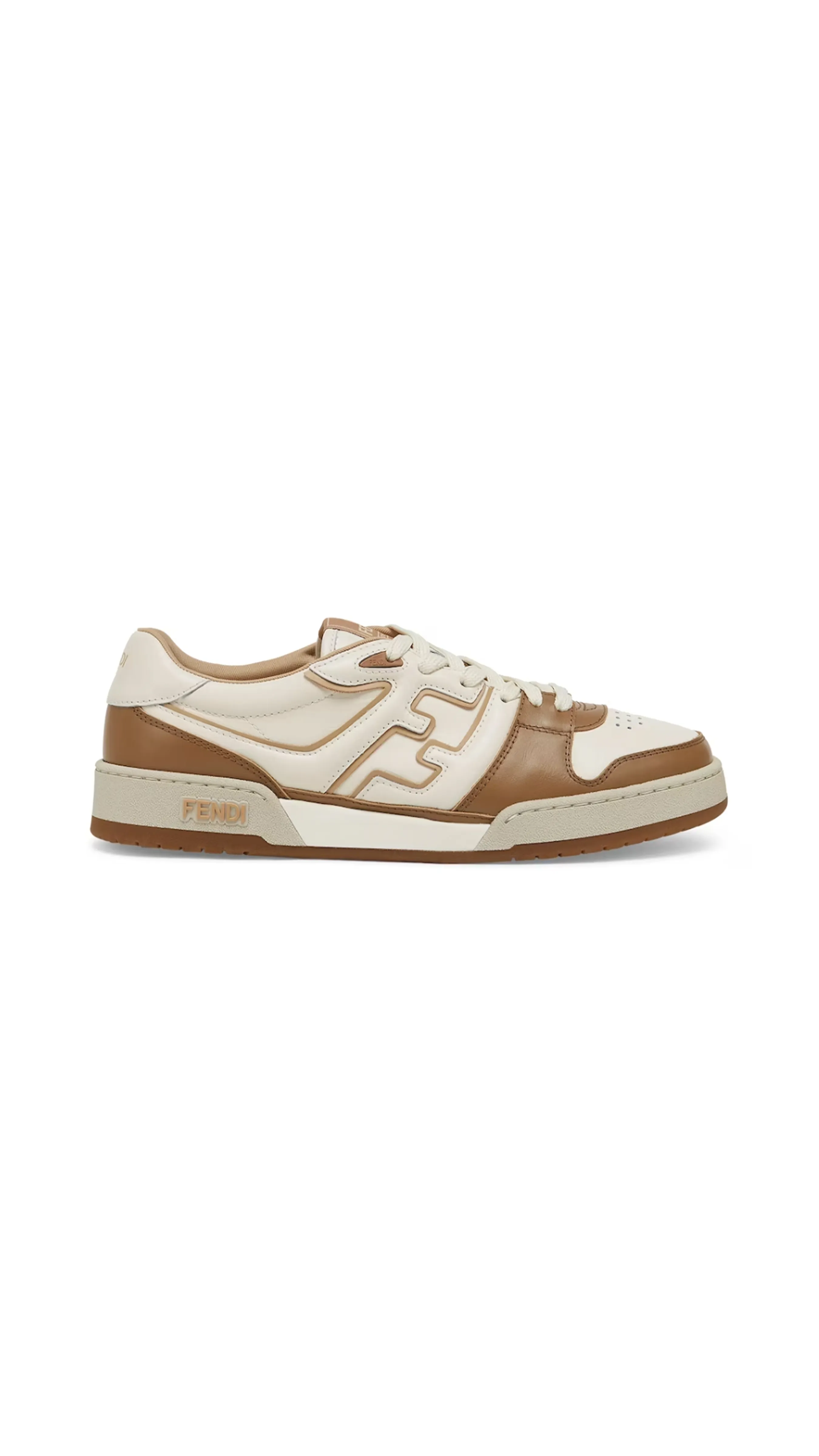 Fendi Match Leather Sneakers - White/Brown