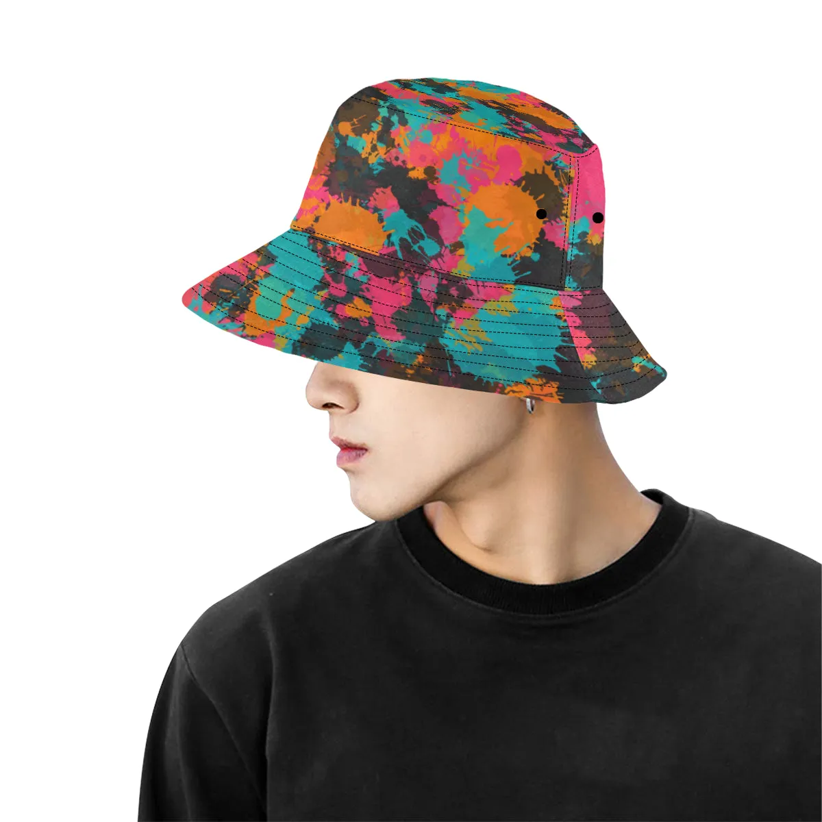 Fiesta Colors Bucket Hat | UV Blacklight Reactive Paint Splatter