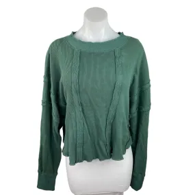 Free People We The Free Green Knit Long Sleeve Pullover Sweater Top Size S