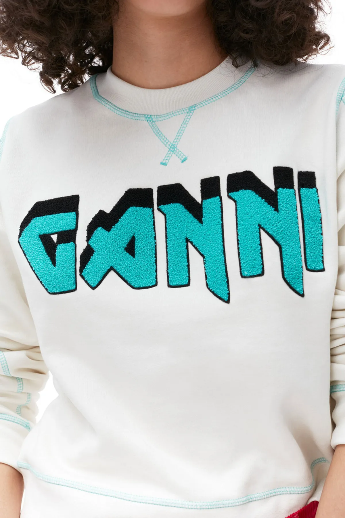 Ganni Cotton Logo Hoodies & Sweatshirts with Ribbed Long Sleeves