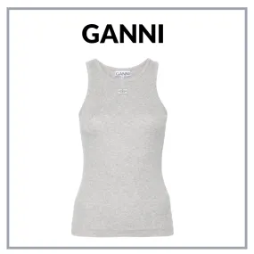 Ganni Rib Cotton Logo Tanks & Camisoles