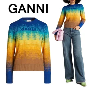 Ganni Wool Rib Long Sleeve Crew Neck - V-neck & Crew Neck Options