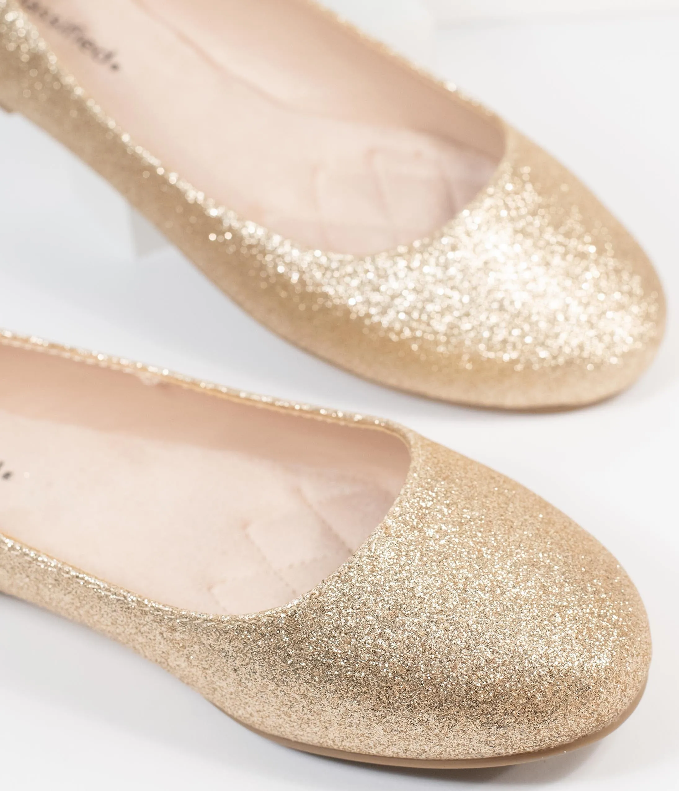 Golden Glitter Ballet Flats - Shimmering Gold Ballet Flat Shoes with Sparkle