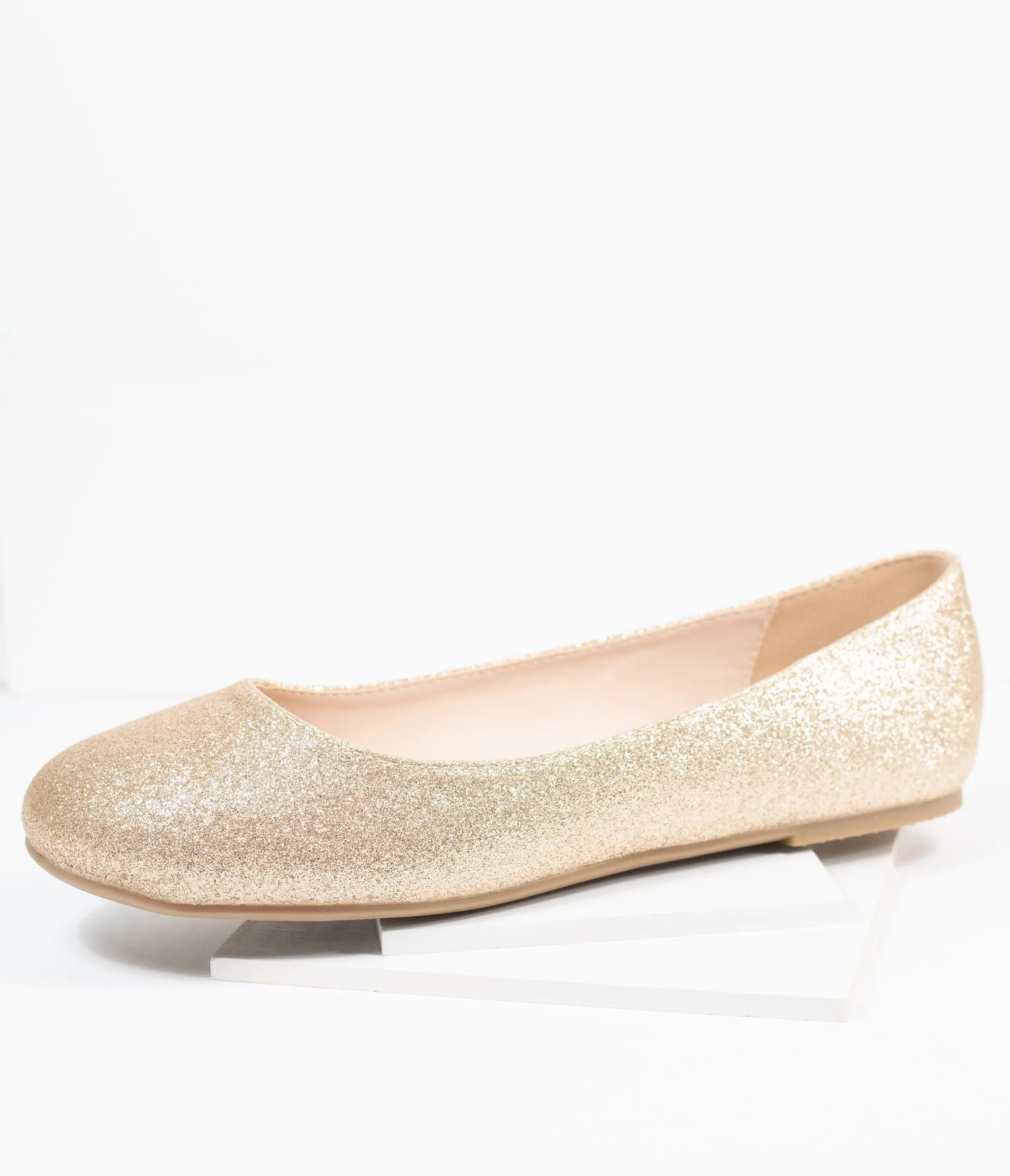 Golden Glitter Ballet Flats - Shimmering Gold Ballet Flat Shoes with Sparkle