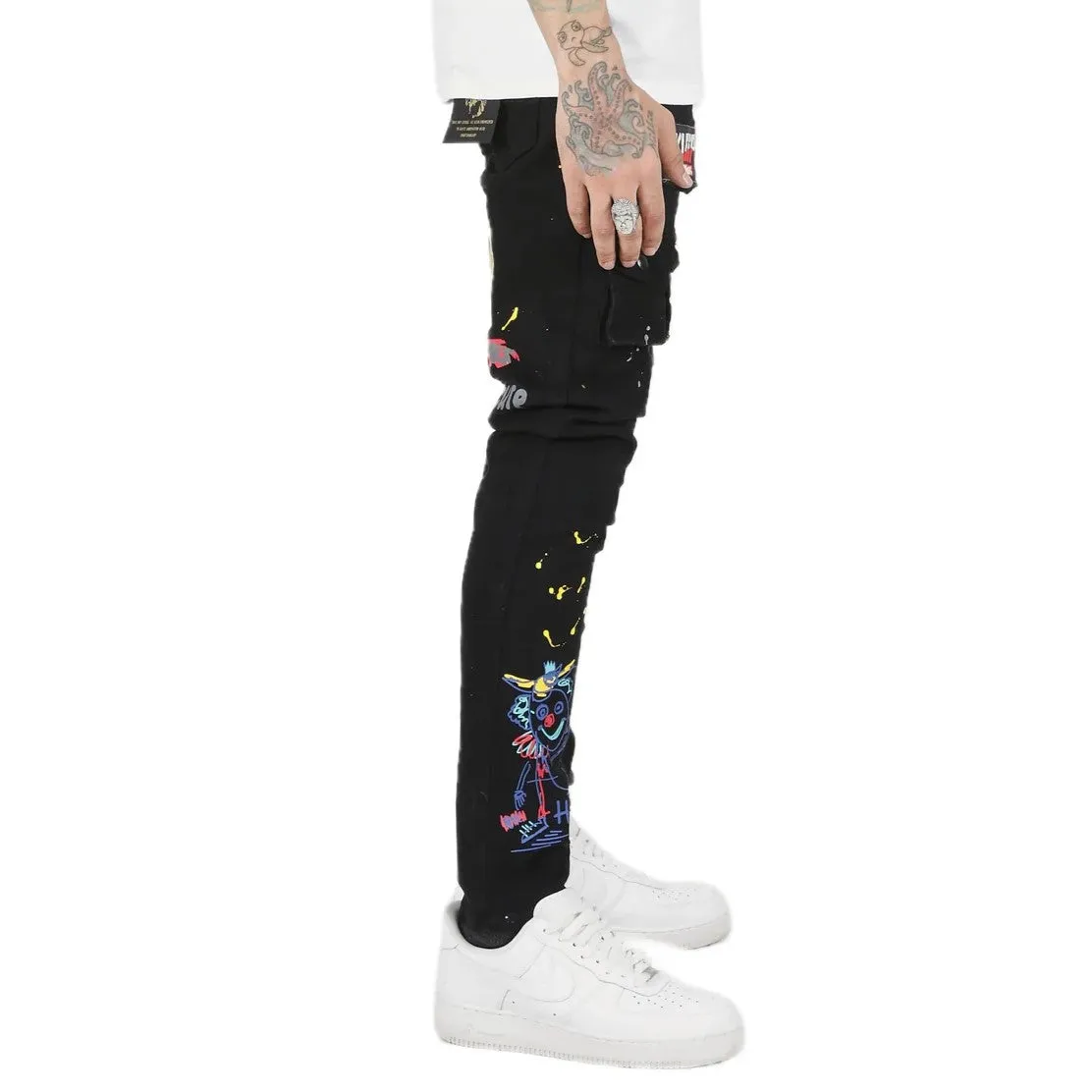 Graphic Twill Cargo Pants - KLEEP Skinny