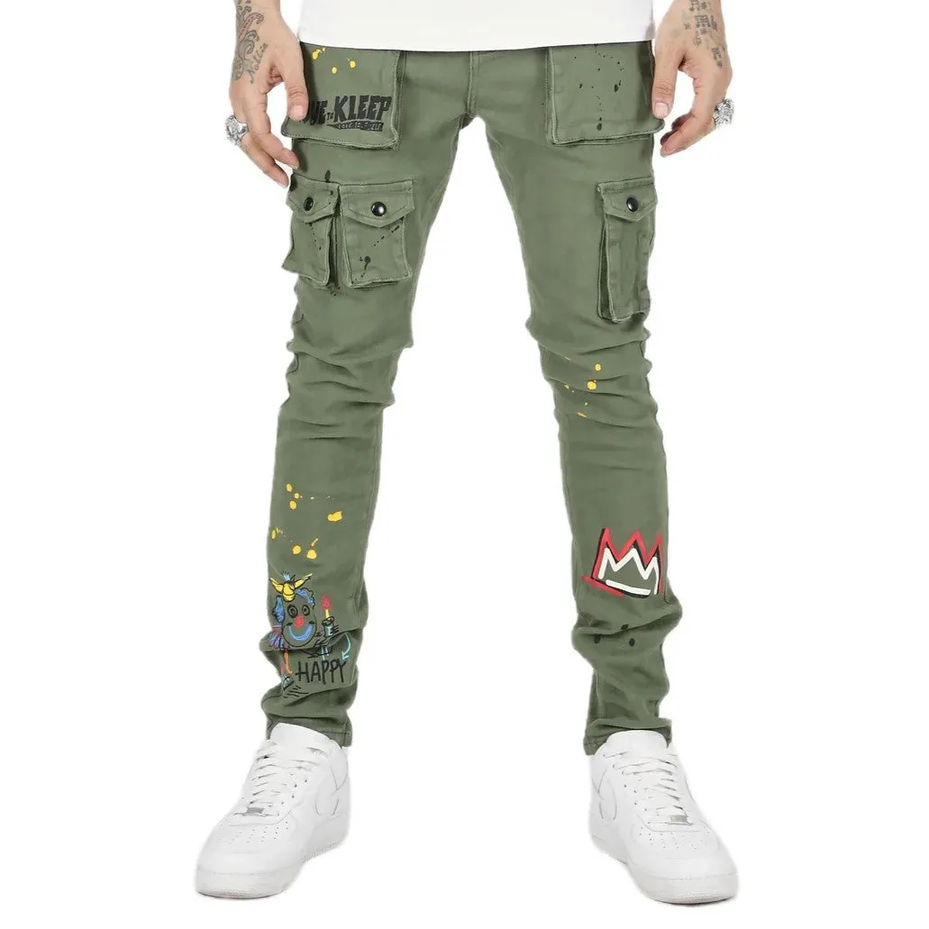 Graphic Twill Cargo Pants - KLEEP Skinny