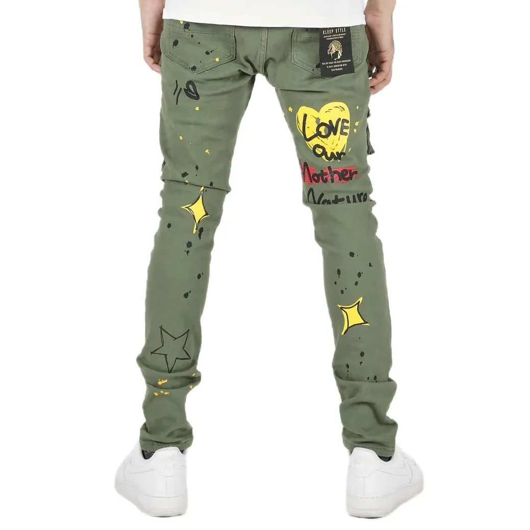 Graphic Twill Cargo Pants - KLEEP Skinny