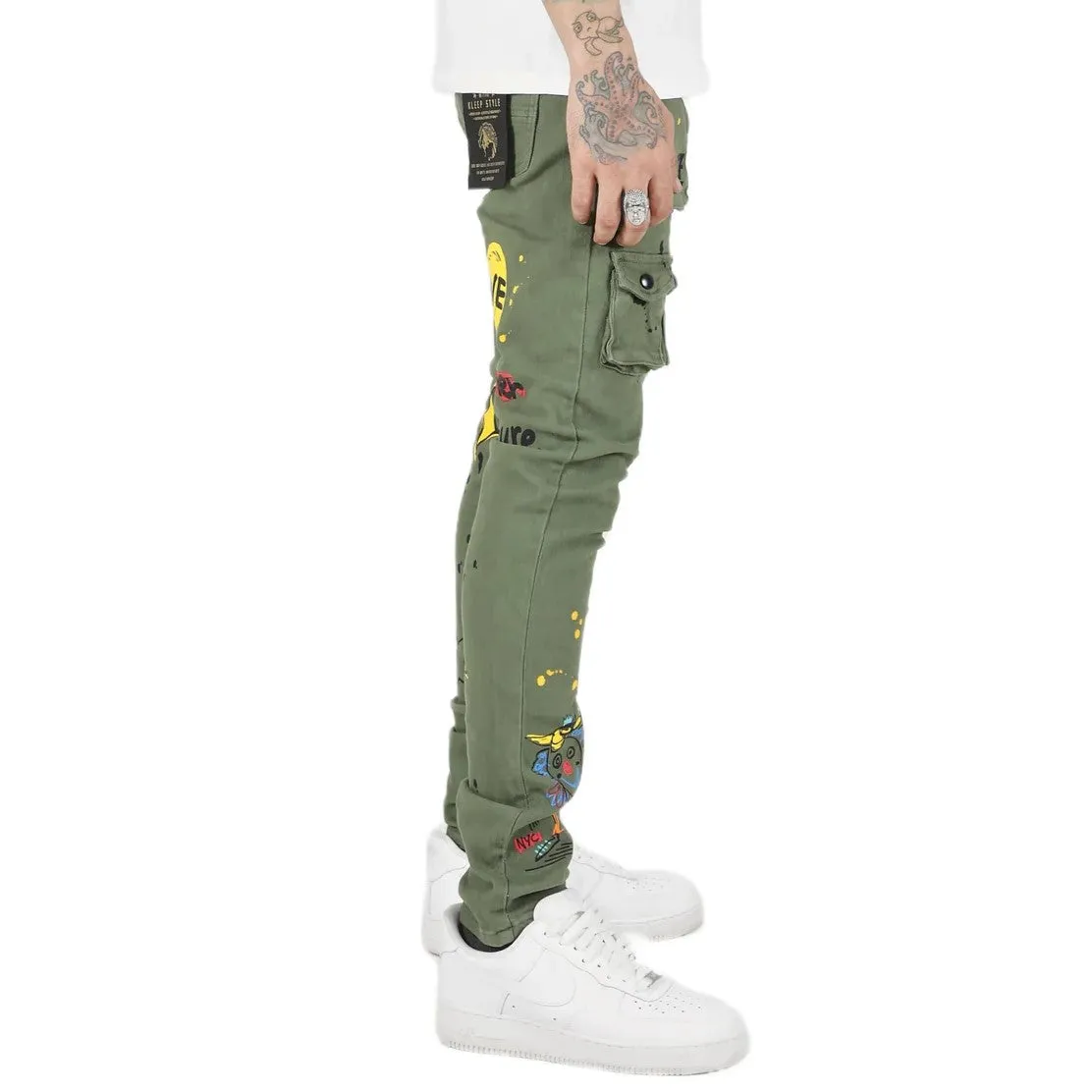 Graphic Twill Cargo Pants - KLEEP Skinny