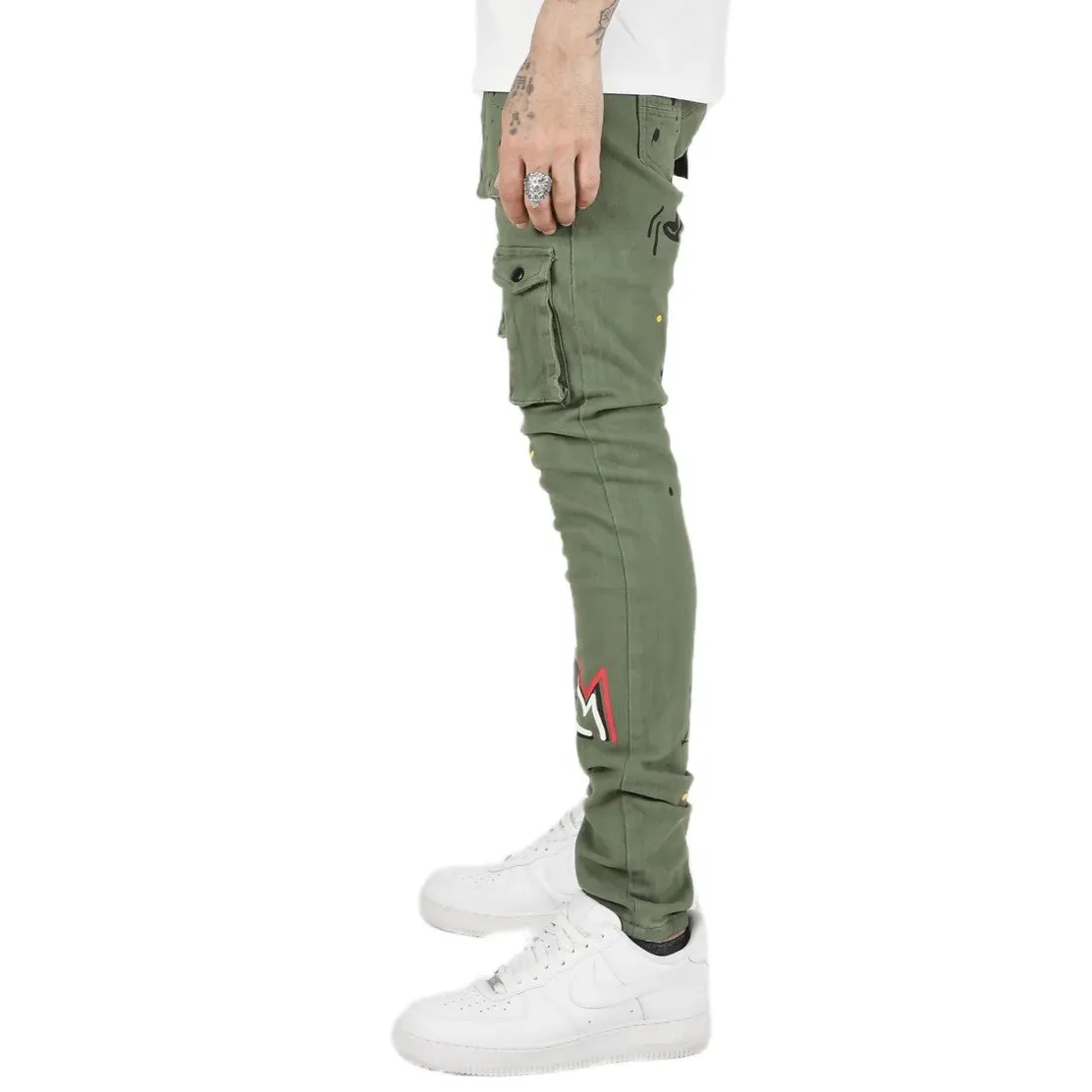 Graphic Twill Cargo Pants - KLEEP Skinny