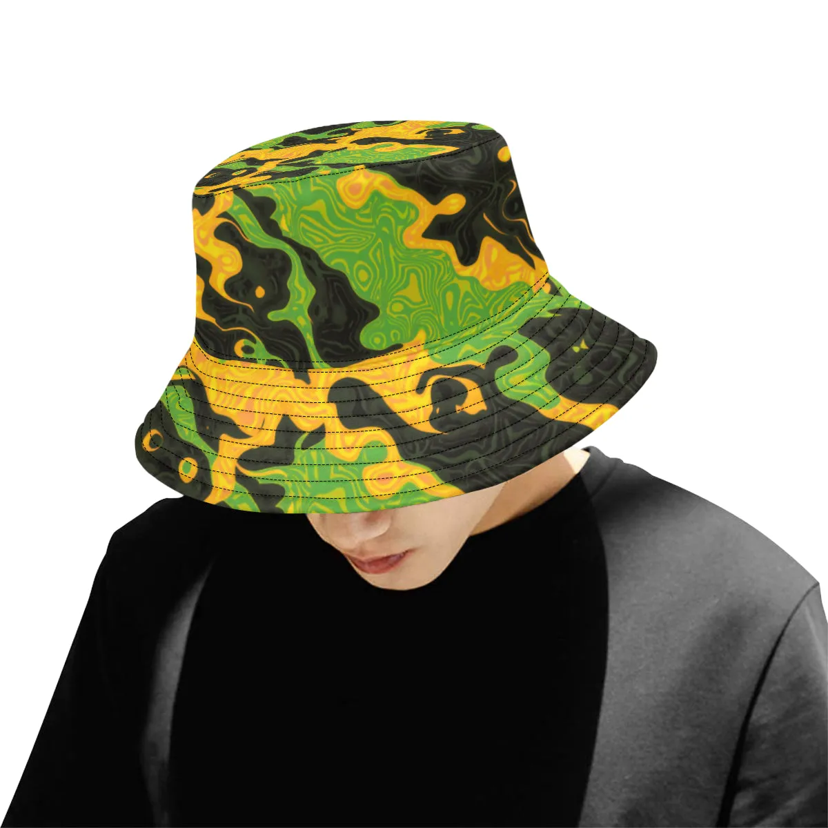 Green and Orange Rave Camo Bucket Hat - Price, Reviews, Stylish Design, High-Quality Material - Buy Now!