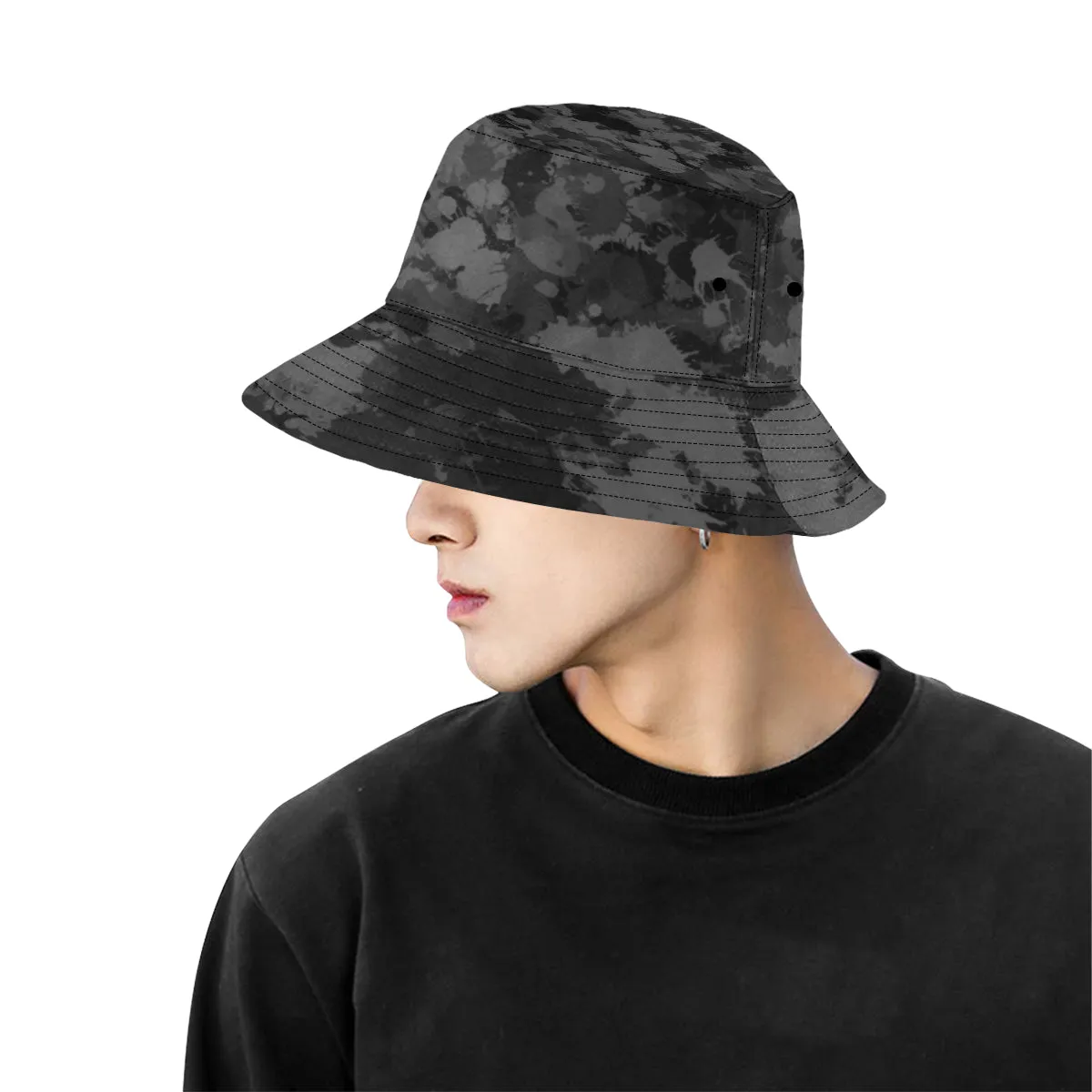 Grey and Black Paint Splatter Bucket Hat - Shop Now