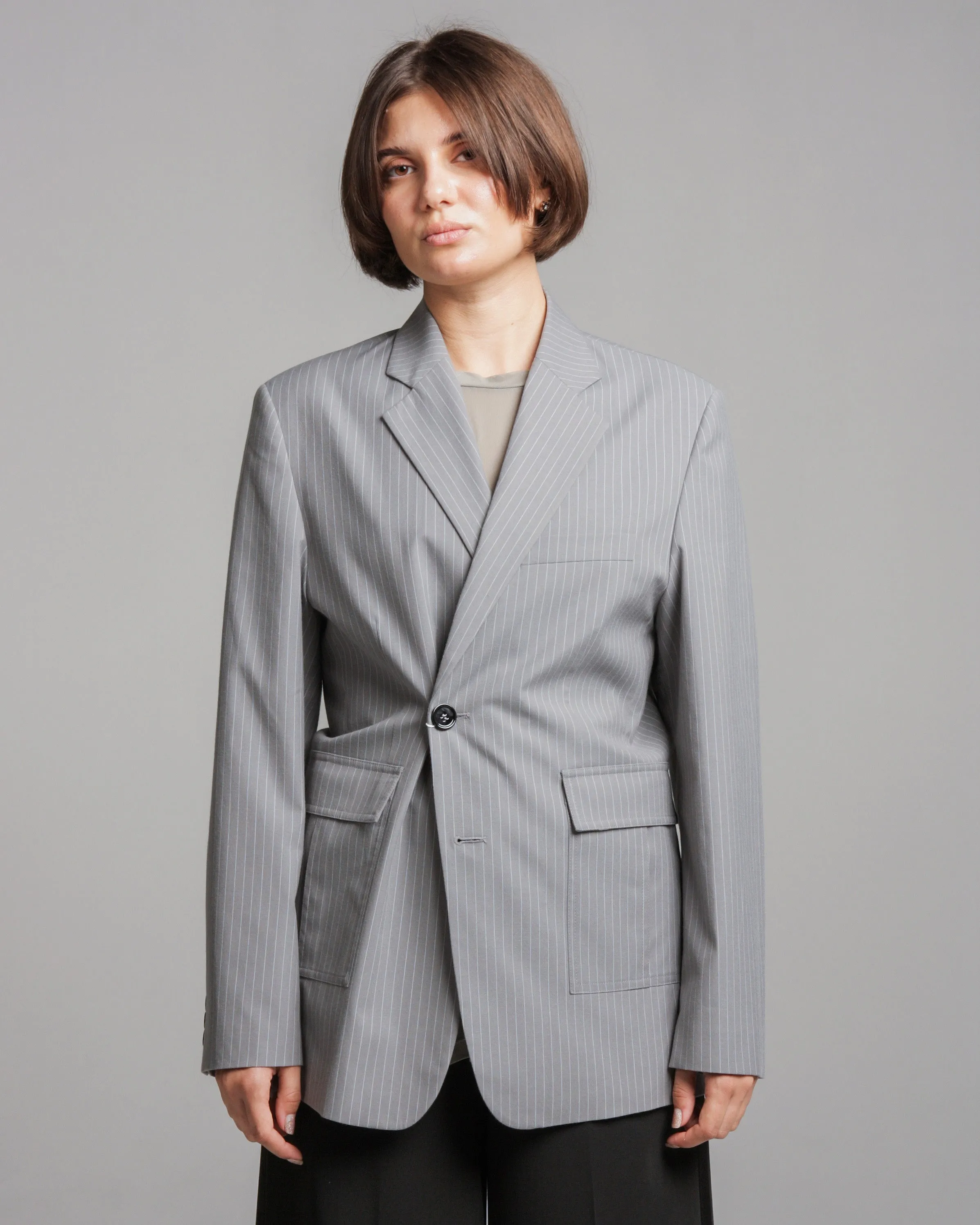 Grey Pinstripe Blazer