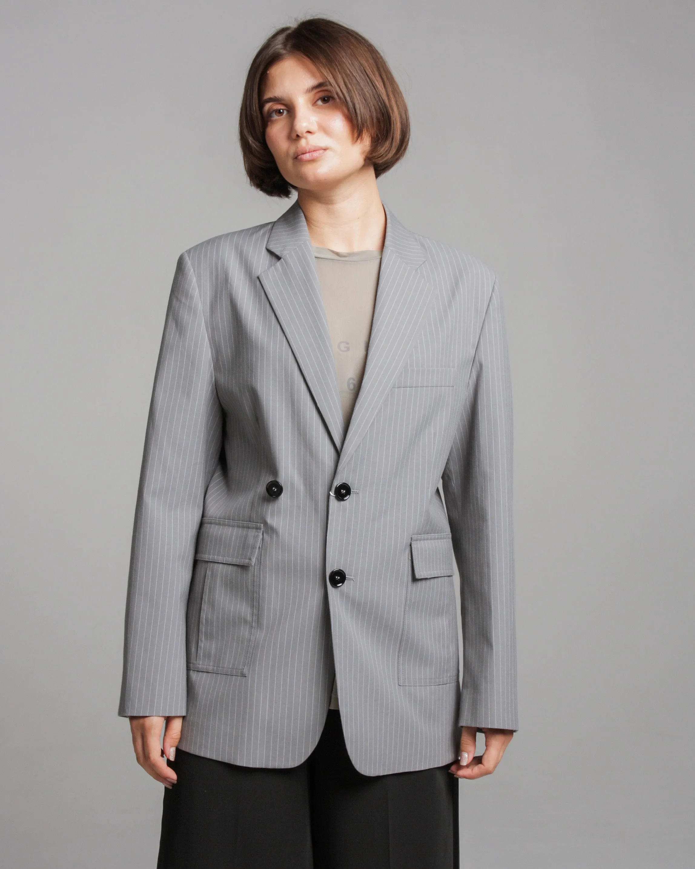 Grey Pinstripe Blazer