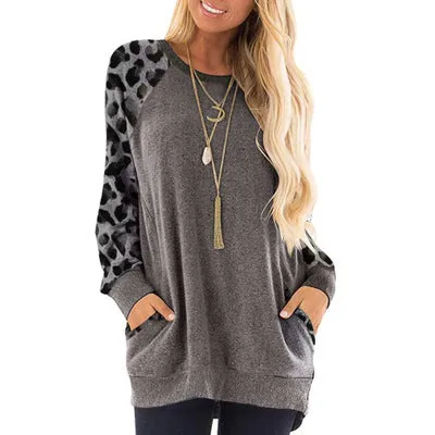 Haute Edition Spring Leopard Raglan Sweatshirt