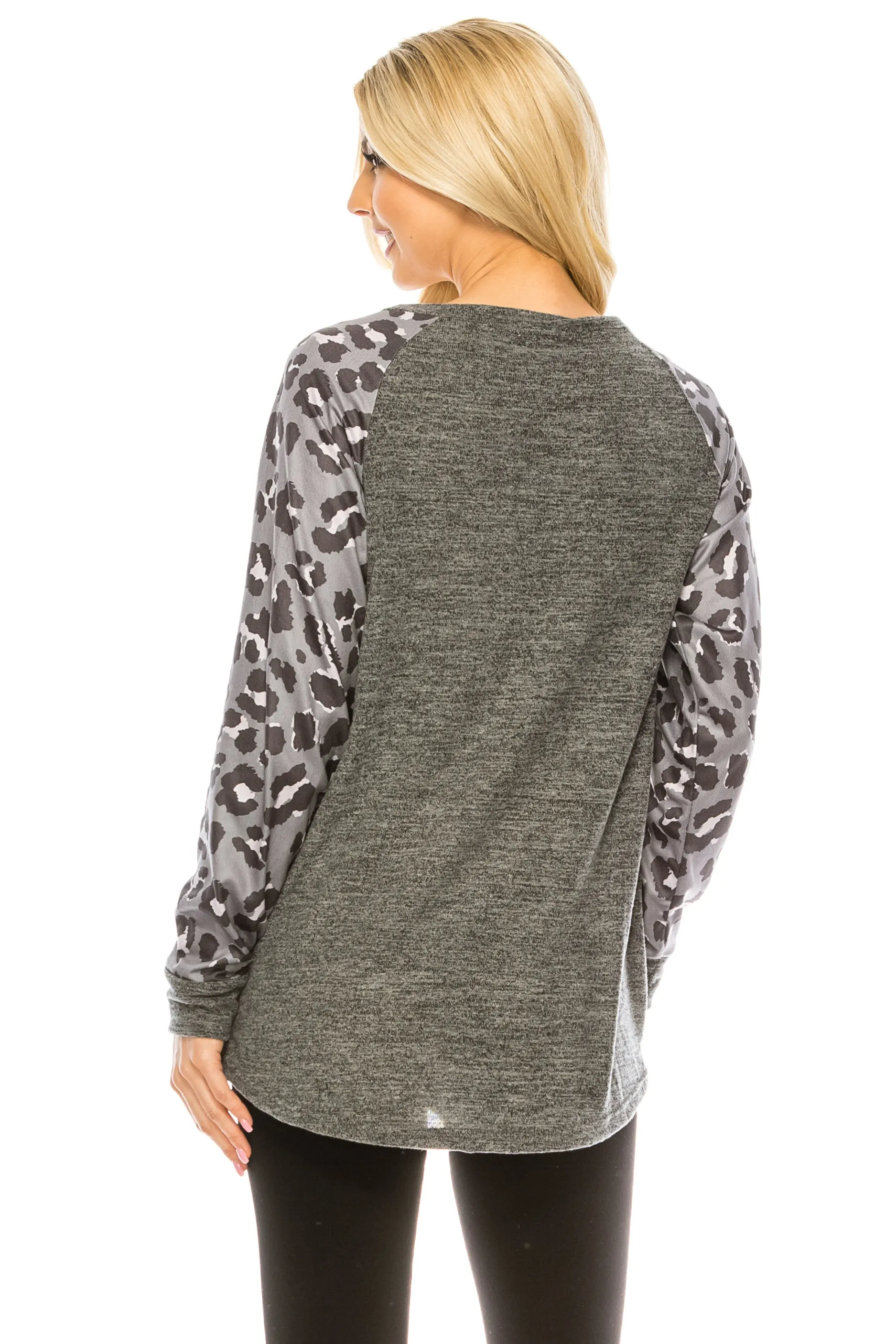 Haute Edition Spring Leopard Raglan Sweatshirt