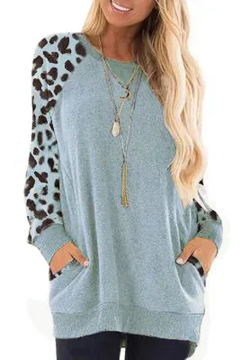 Haute Edition Spring Leopard Raglan Sweatshirt