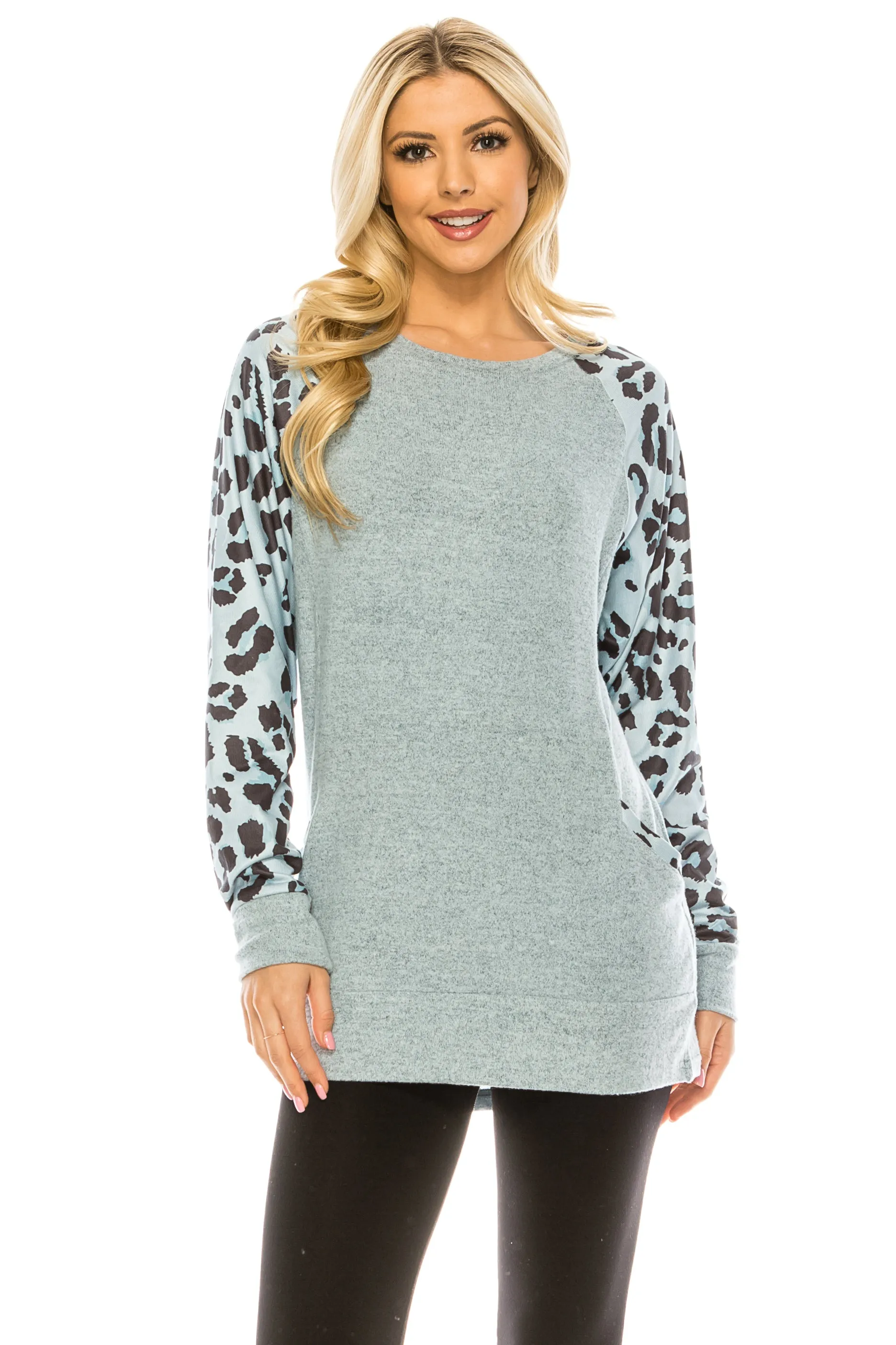 Haute Edition Spring Leopard Raglan Sweatshirt